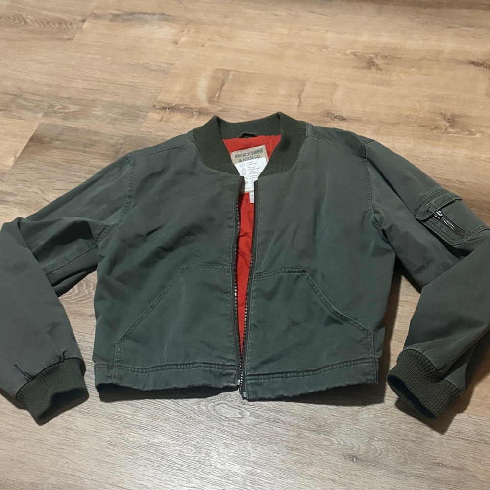 Vintage Y2K Abercrombie & Fitch Bomber Army Green Jacket Small
